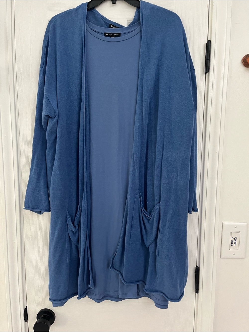 Eileen Fisher Two Piece Organic Linen and Cotton Open Cardigan w/Cap Sleeve Top